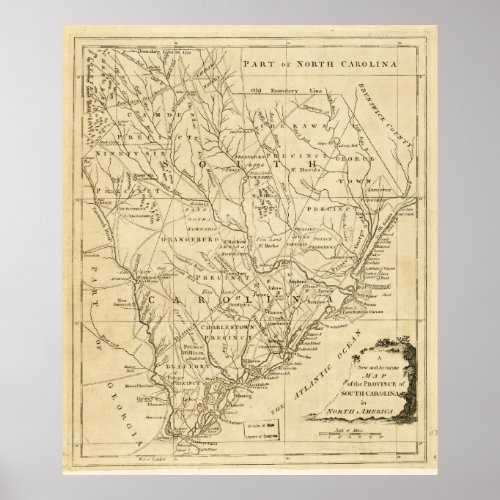 Map of the Province of South Carolina 1779 Poster