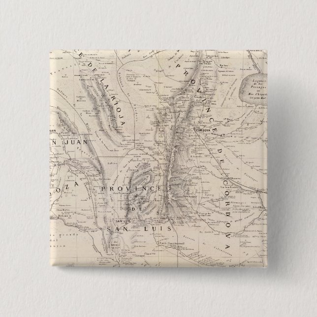 Map of the provinces of Cordova and San Luis Pinback Button (Front)