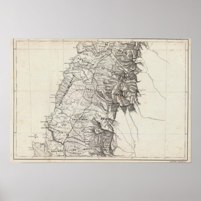 Map of the Republic of Chile 6 Poster (Front)