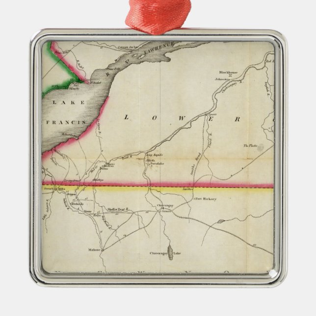 Map of the River St. Lawrence and Adjacent Country Metal Ornament (Front)