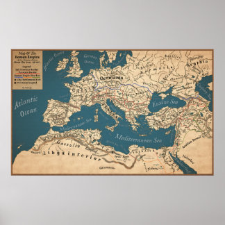 Map Of The Roman Empire At Its Greatest Extent Poster