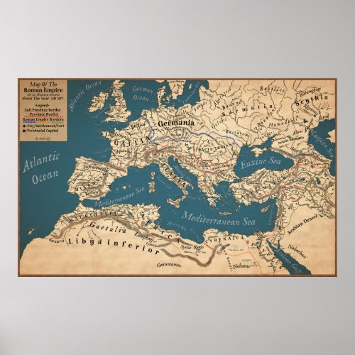 Map Of The Roman Empire At Its Greatest Extent Poster