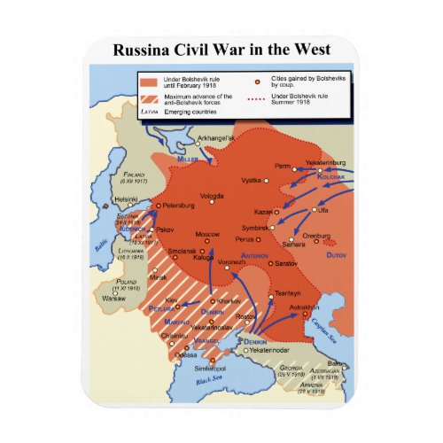 Map of the Russian Civil War in the West 1918_1920 Magnet