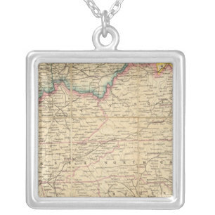 Map of The Seat of Civil War In America Silver Plated Necklace