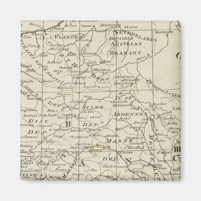 Map of the Seat of War in France Magnet (Front)