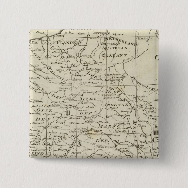 Map of the Seat of War in France Pinback Button (Front)