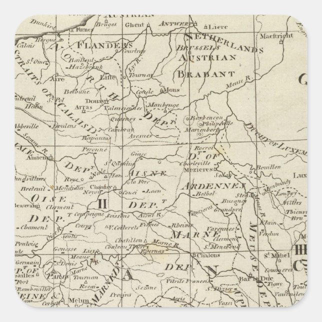 Map of the Seat of War in France Square Sticker (Front)