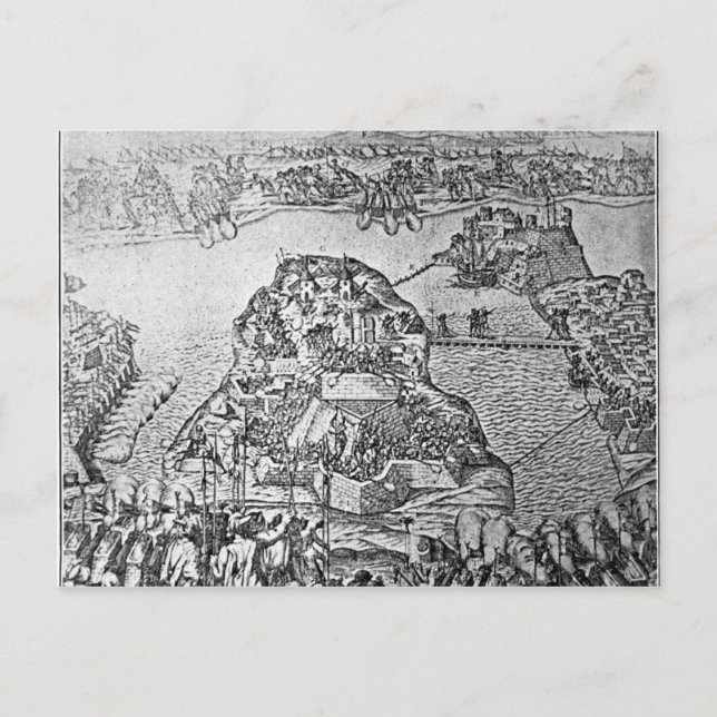 Map of the Siege of Malta in 1565 Postcard (Front)