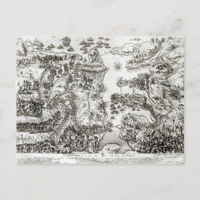 Map of the Siege of Malta in 1565 Postcard (Front)