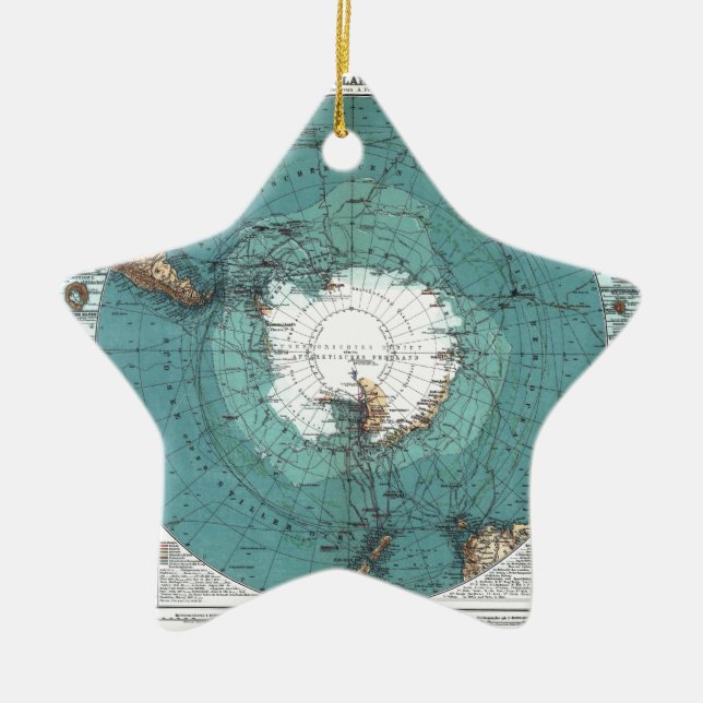 Map of the South Pole Ceramic Ornament (Front)