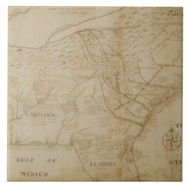 Map of the Southeastern part of North America, 172 Ceramic Tile (Front)