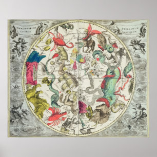 Map of the Southern Hemisphere 2 Poster