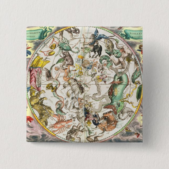 Map of the Southern Hemisphere, from 'The Celestia Pinback Button (Front)