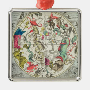 Map of the Southern Hemisphere Metal Ornament