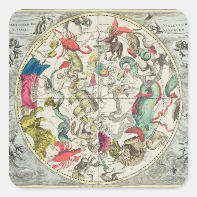 Map of the Southern Hemisphere Square Sticker (Front)