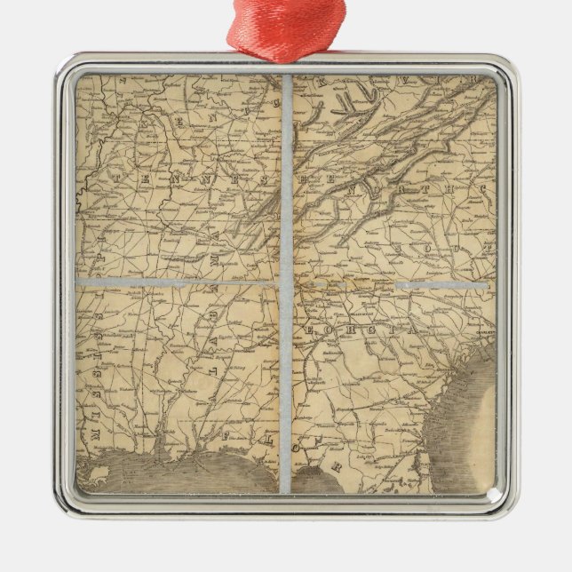 Map Of The Southern States Metal Ornament (Front)