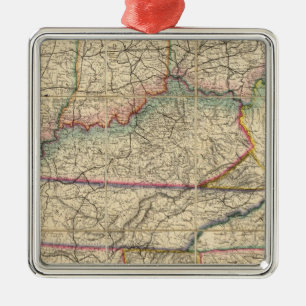 Map of The Southern States of America Metal Ornament