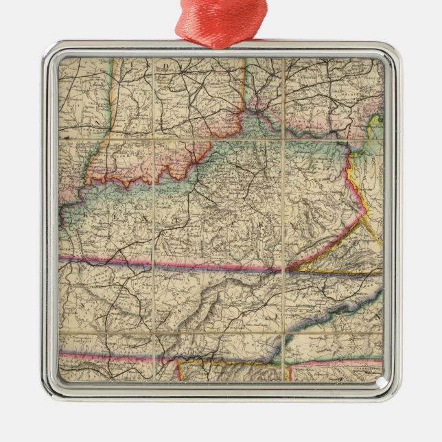 Map of The Southern States of America Metal Ornament (Front)