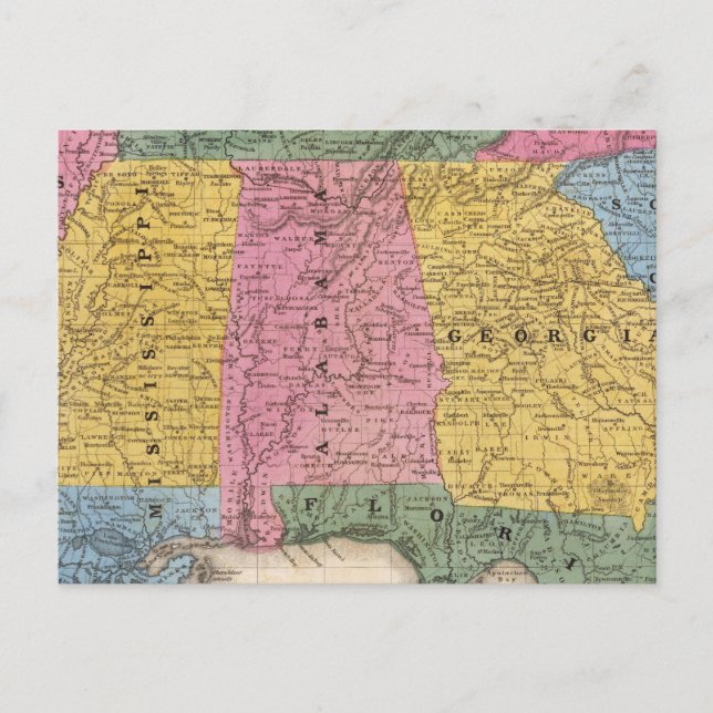 Map of the Southern States Postcard (Front)