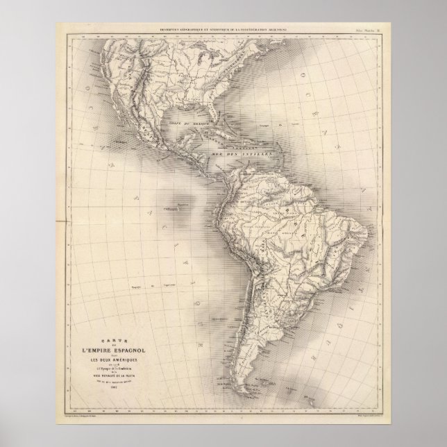 Map of the Spanish Empire in the Americas Poster (Front)