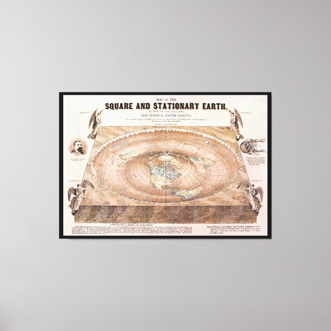 Map of the Square and Stationary Earth by Ferguson Canvas Print (Front)