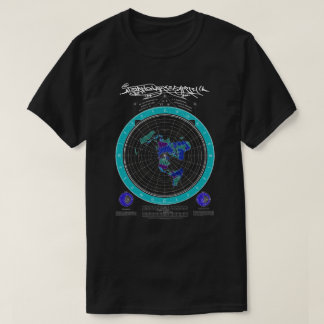 Map of the Square and Stationary Flat Earth Bluish T-Shirt
