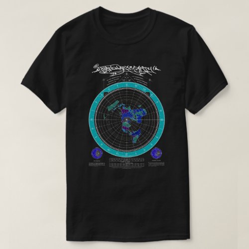 Map of the Square and Stationary Flat Earth Bluish T_Shirt