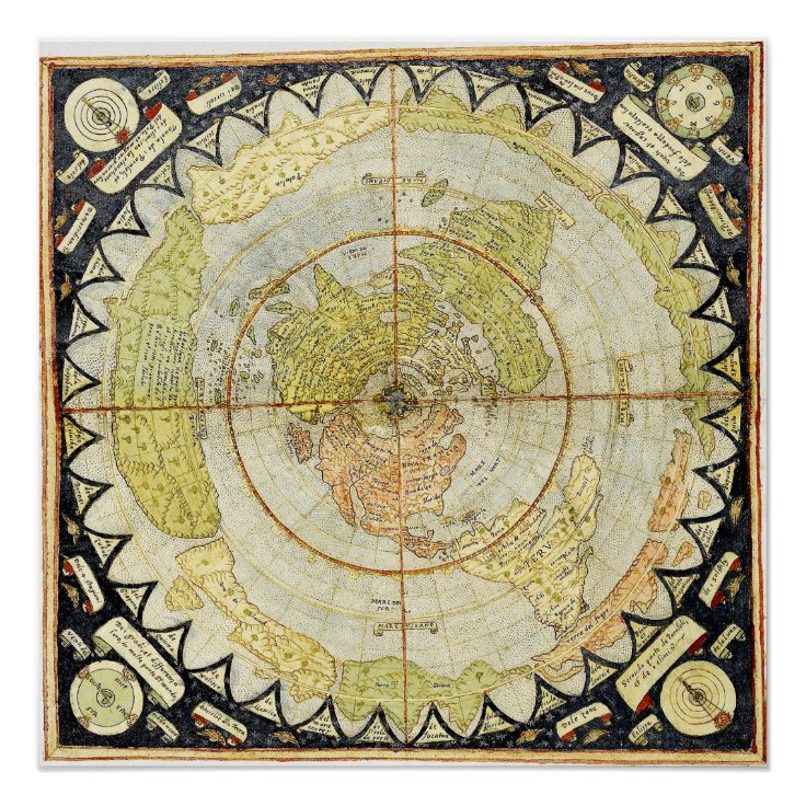 Map of the Square and Stationary Flat Earth Plane Poster | Zazzle