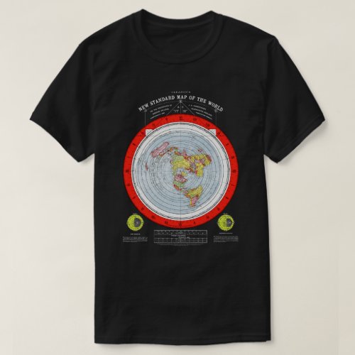 Map of the Square and Stationary Flat Earth Plane T_Shirt