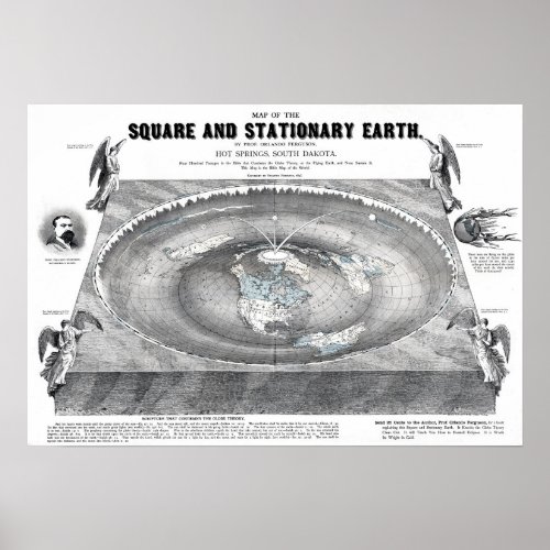 Map of the Square and Stationary Flat Earth Poster