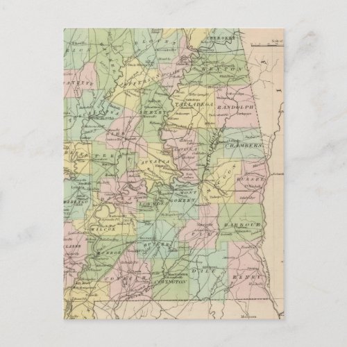 Map of the State of Alabama 2 Postcard