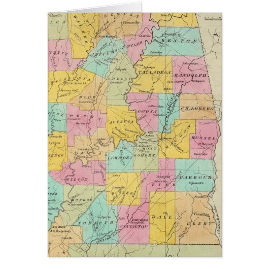 Map of the State of Alabama Cards (Front)