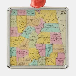 Map of the State of Alabama Metal Ornament