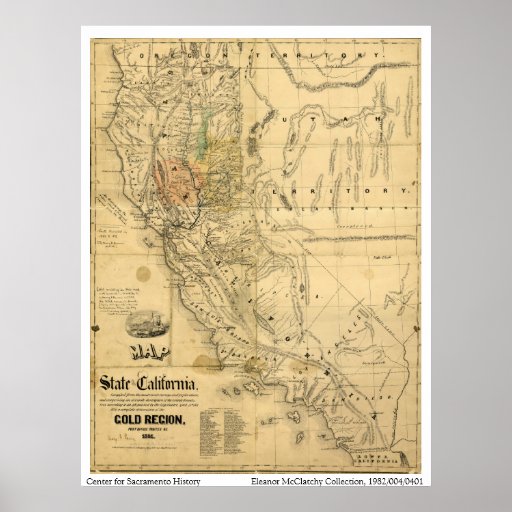 Map of the State of California, 1851 Poster | Zazzle