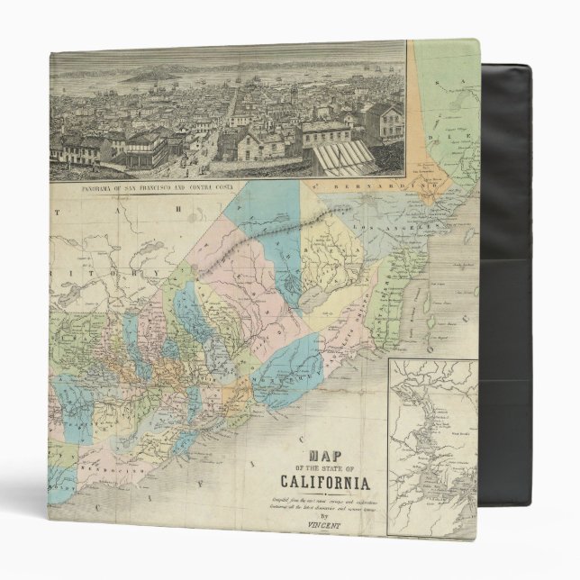 Map Of The State Of California 3 Ring Binder (Front/Inside)