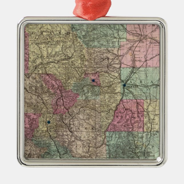 Map of the State of Colorado Metal Ornament (Front)