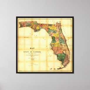 Map of the State of Florida (1856) Canvas Print