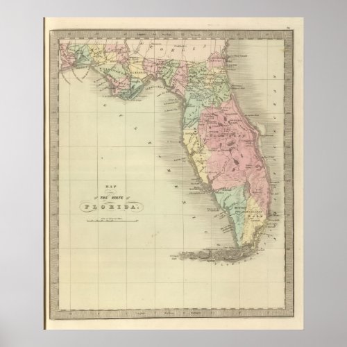 Map of the State of Florida Poster