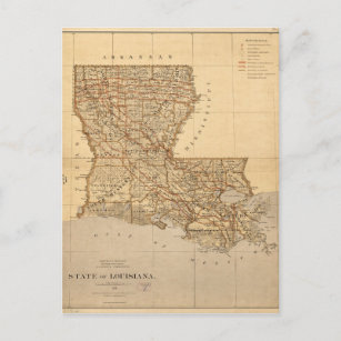 Map of the State of Louisiana (1876) Postcard