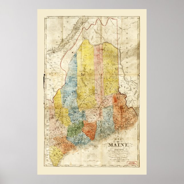 Map of the State of Maine (1843) Poster (Front)