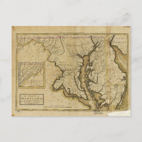 Map of the State of Maryland 1795 Postcard