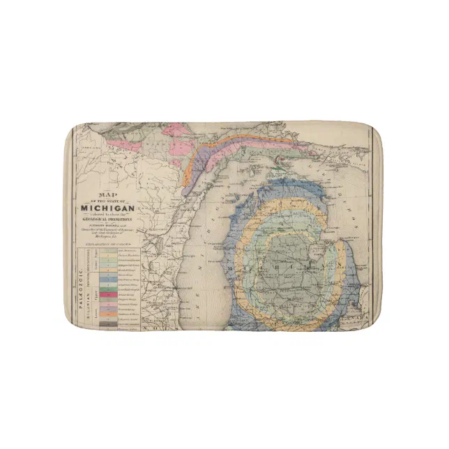 Map of the State of Michigan Bathroom Mat Zazzle