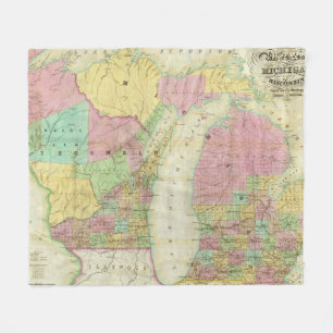 Map of the State of Michigan Fleece Blanket