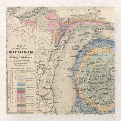 Map of the State of Michigan Glass Coaster