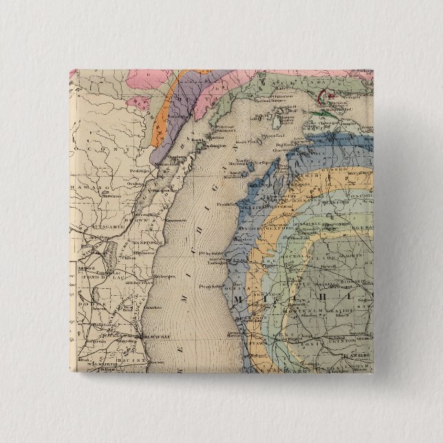 Map of the State of Michigan Pinback Button (Front)