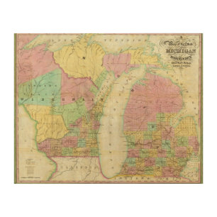Map of the State of Michigan Wood Wall Art