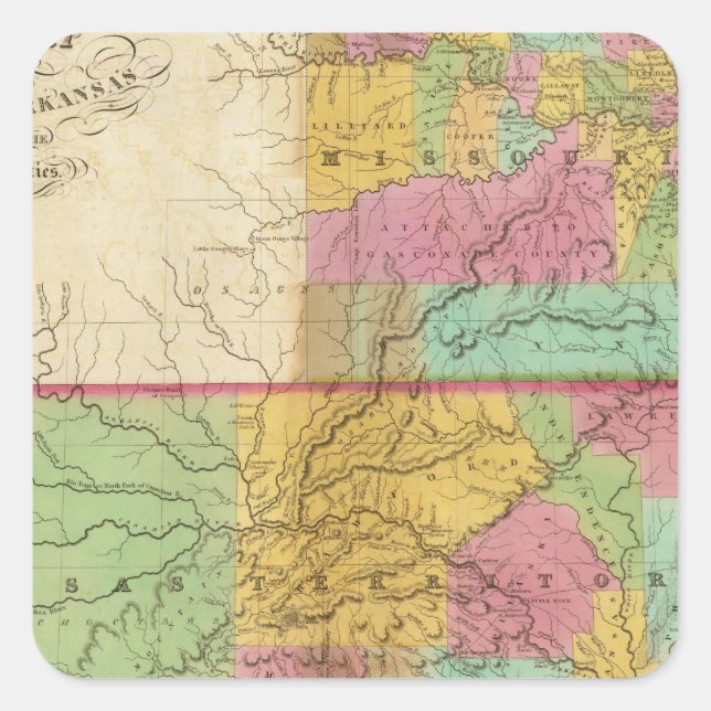 Map of the State of Missouri Square Sticker (Front)