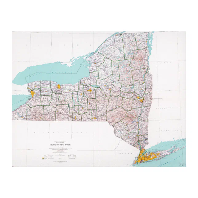 Map of the State of New York (1976) Canvas Print | Zazzle