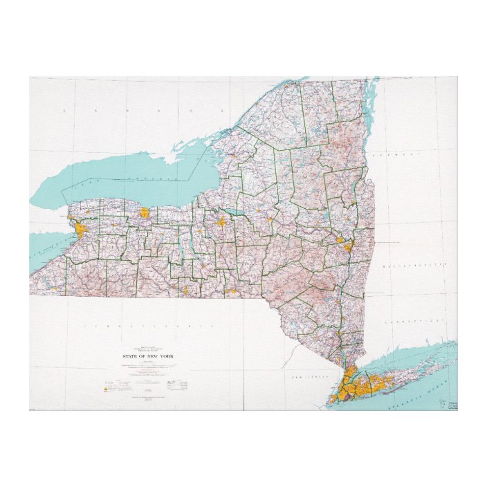 Map of the State of New York (1976) Canvas Print | Zazzle.com