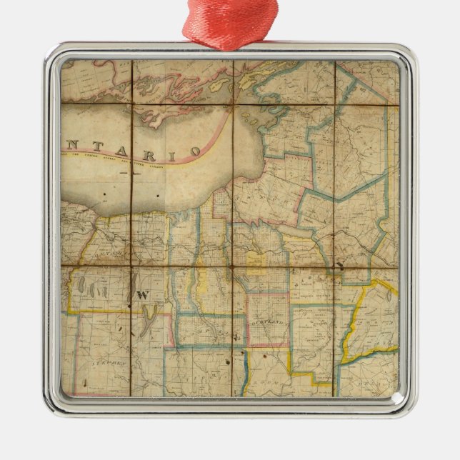 Map of the State of New York Metal Ornament (Front)
